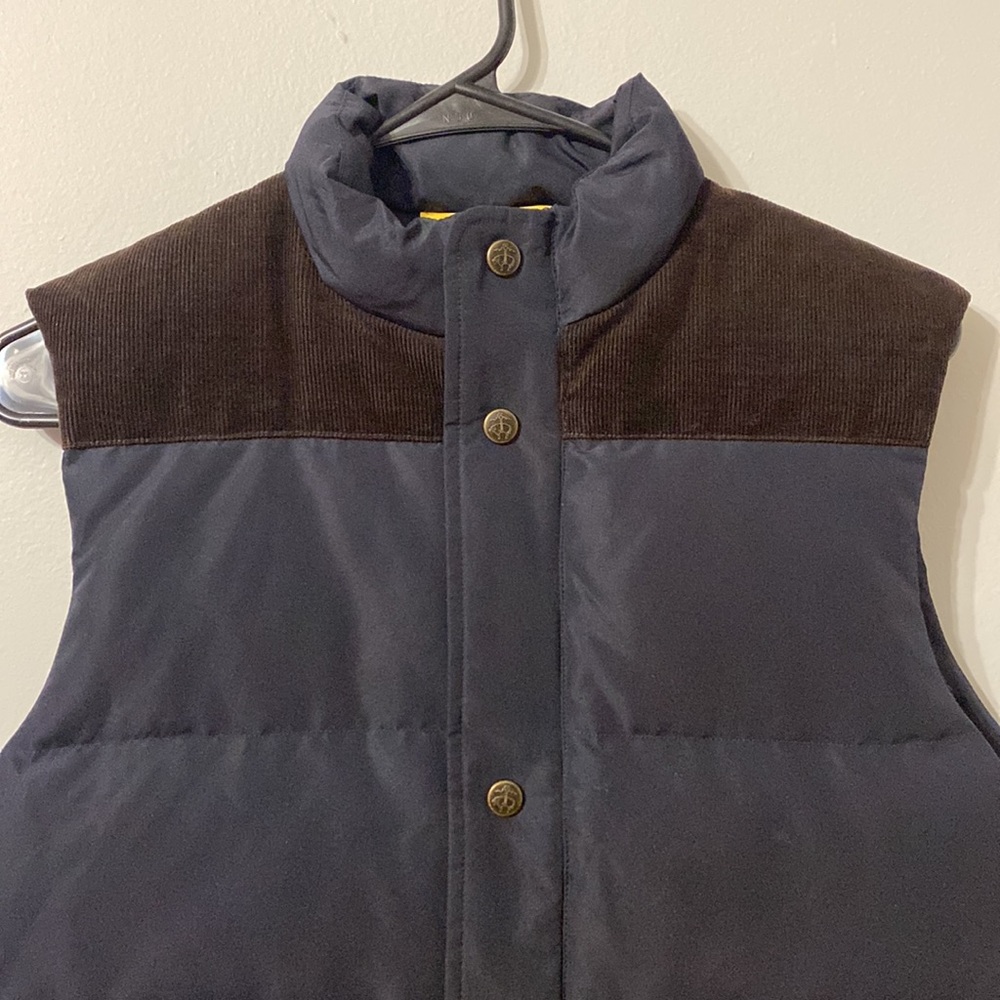 Vintage Brooks Brothers Fleece Lined Brown Blue Puffer Vest Jacket Size M
